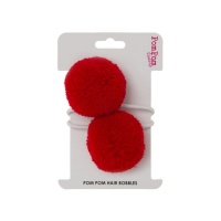 Set of 2 Red Pom Pom Hair Bobbles by Pom Pom Galore